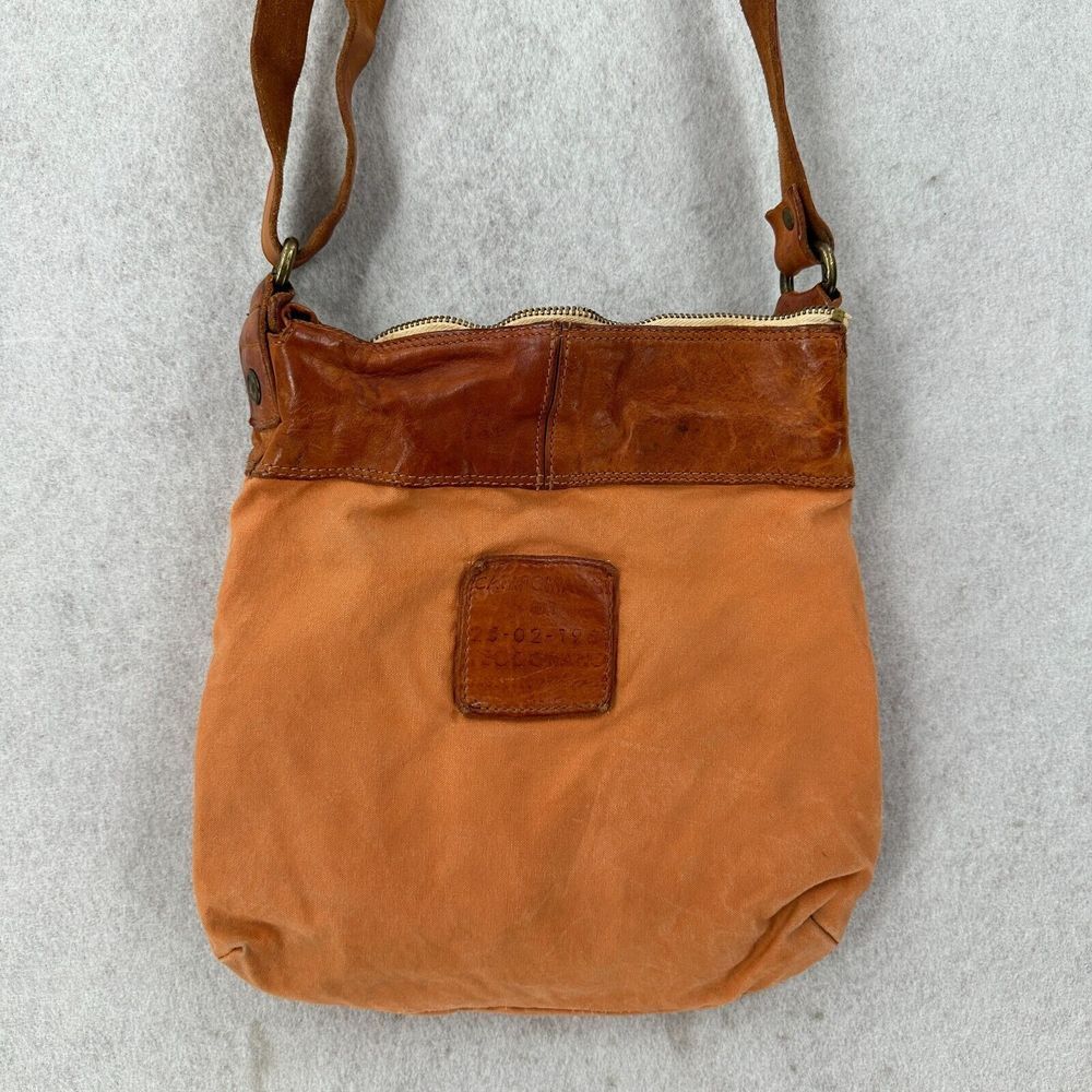 Campomaggi Canvas Bucket Crossbody Bag Leather Strap Teodorano Italy